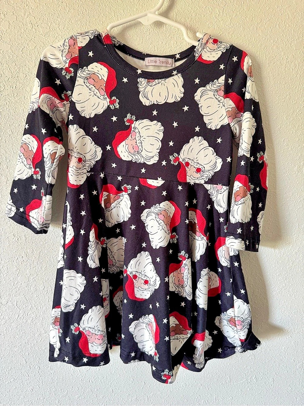 Little Trendy Girls Santa Print Dress Size 2T Like New